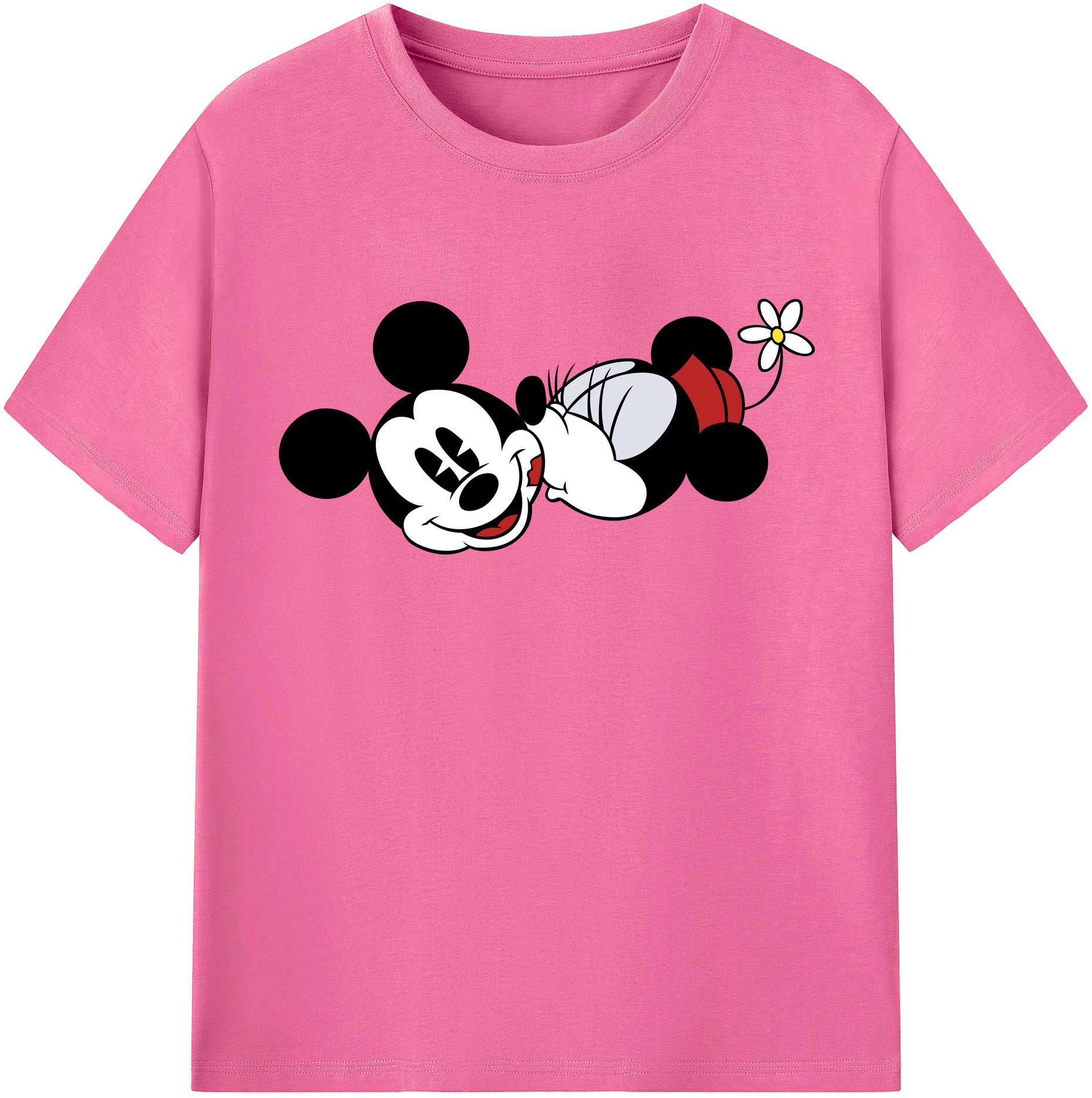 （画像用） ミッキーマウス Mickey Mouse レディースカジュアルプリントTシャツ（綿100％）